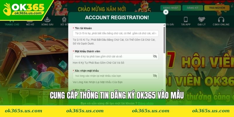 Cung cấp thông tin đăng ký OK365 vào mẫu